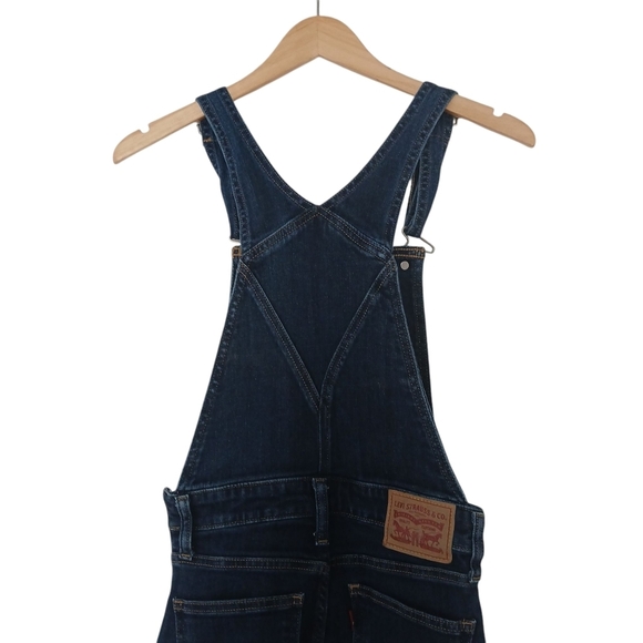 Levi's Overalls Utility Bib Skinny Leg Side Zipper Stretch Dark Wash Size 24 - Picture 12 of 16